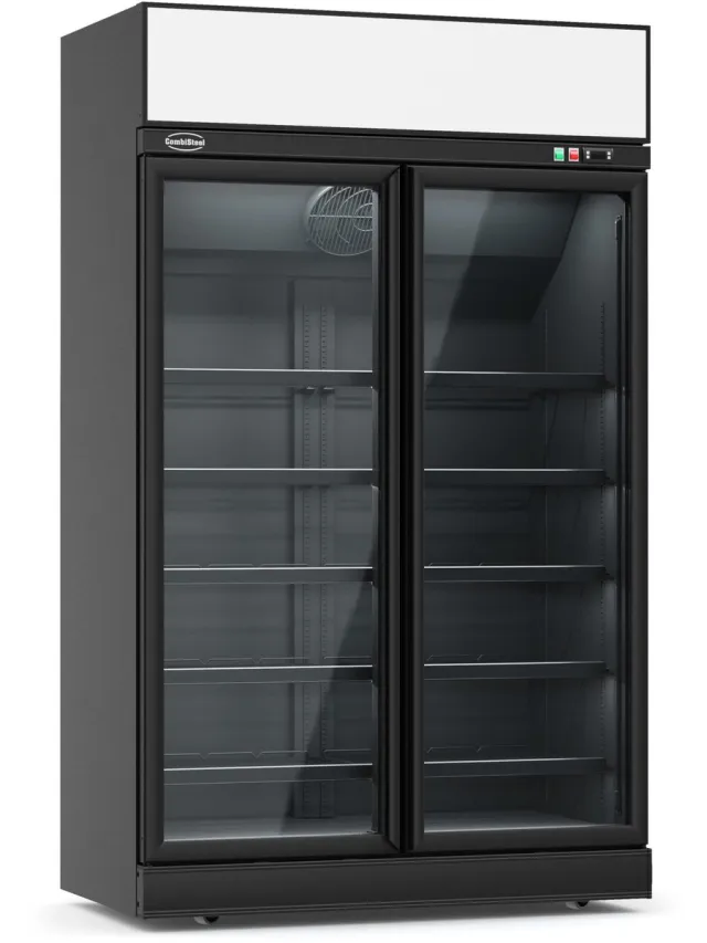 Combisteel Koelkast - 1000L - Zwart - 0°C/+10°C - Geforceerd - 2 Draaideuren - Wielen - 1235x710x2092mm - Horeca Koelkast