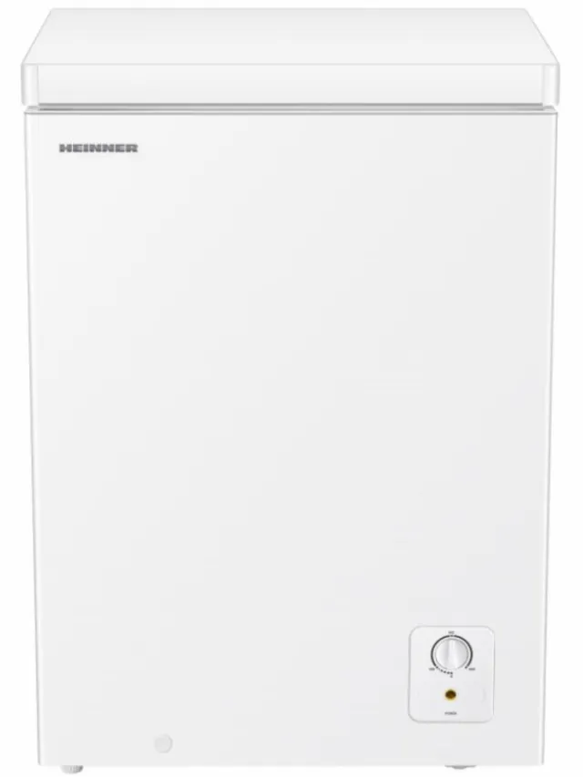 Heinner HCF-HS97E++ Vrieskist – 97 L – Energieklasse E – Geschikt tot -15°C Omgevingstemperatuur – Instelbare Thermostaat – Draadmand – Geïntegreerde Handgreep – Vriescapaciteit 4,4 kg/24u – Wit – 5 Jaar Garantie