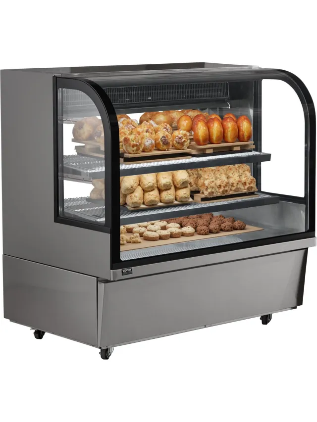 Vevor koelvitrine, bakkerijvitrine, koelkastvitrine, 505L, 2-laags LED RVS