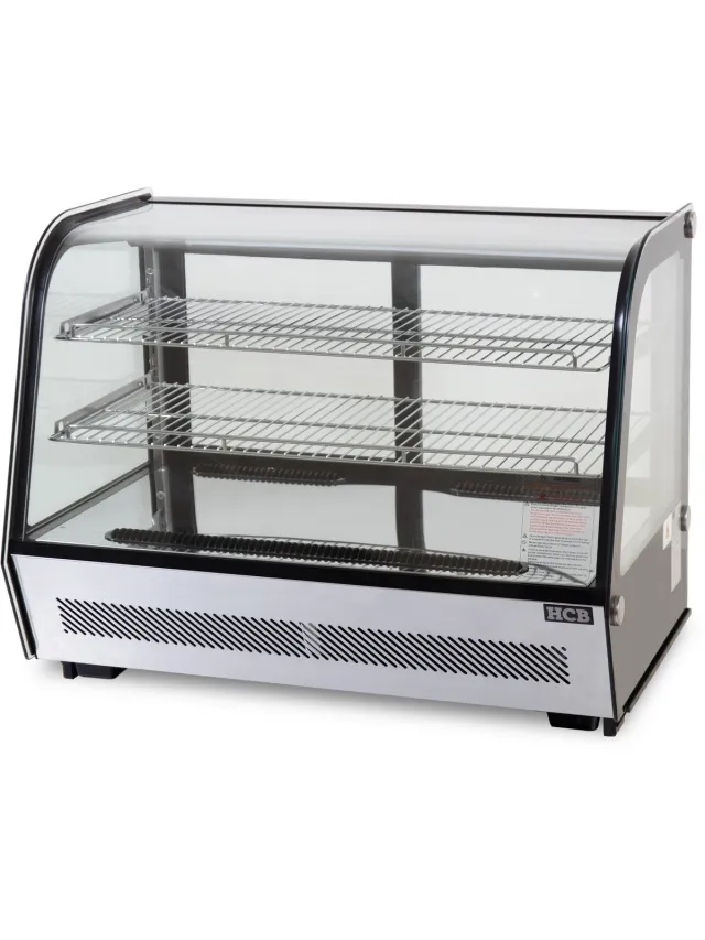 HCB Professionele Horeca Luxe koelvitrine - 160 liter - 230V - RVS / INOX Gebaksvitrine - 56.5x88x68.5 cm (DxBxH) - 66 kg - 7644 Zwart