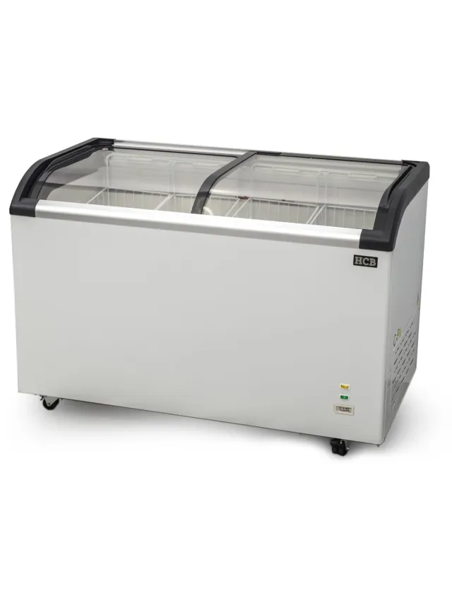 HCB Professionele Horeca vriezer - Vrieskist met glazen schuifdeksel - 355 liter - 230V - Diepvries koffer - 68x127x85 cm (DxBxH) - 67 kg - 8468 Wit - 355 liter