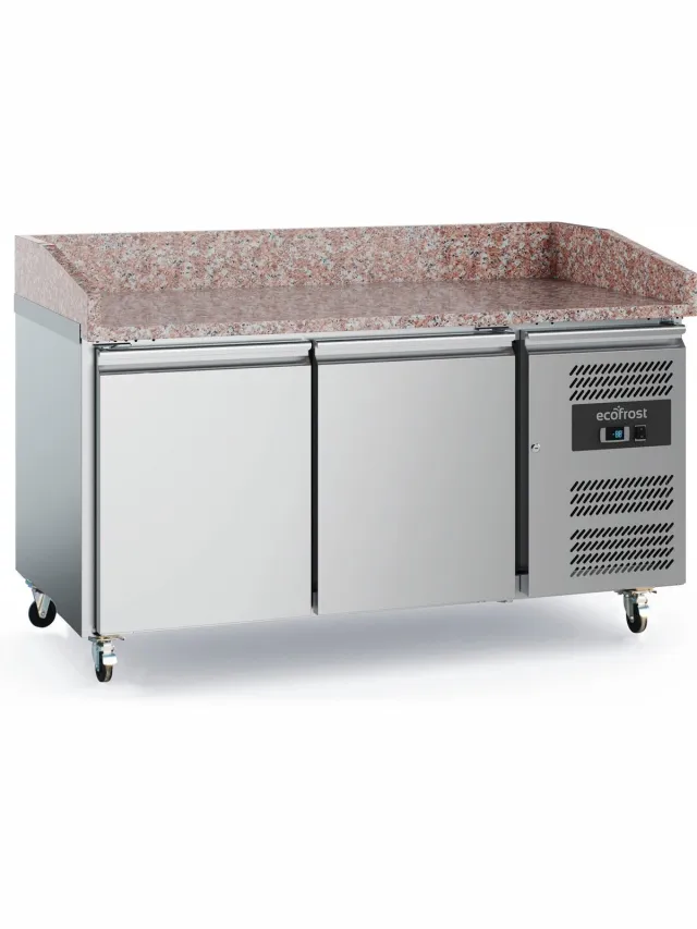 Ecofrost Pizzawerkbank - 390L - 2 Deuren - Geforceerd - Wielen - 1515x800x1000mm Grijs