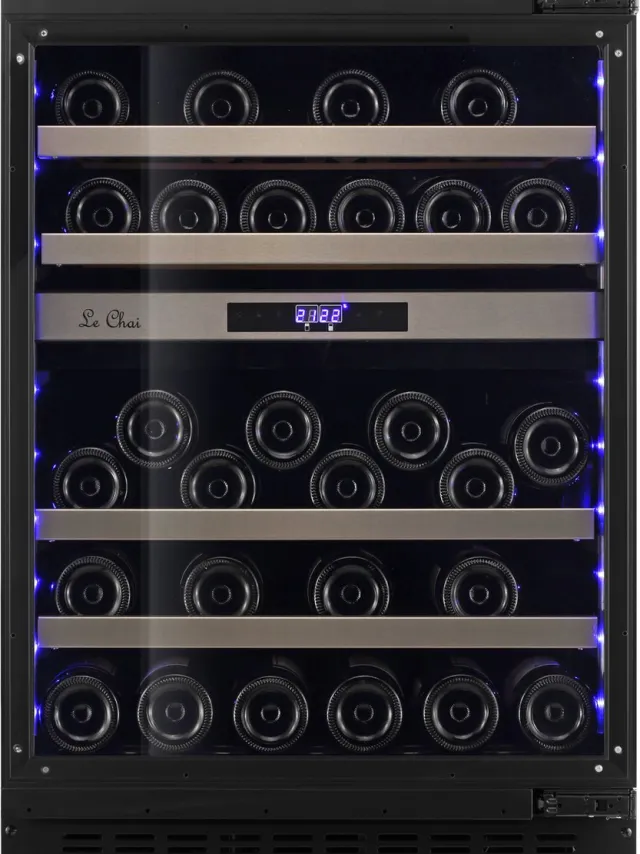 Le Chai Wijnkoelkast onderbouw met technische glasdeur LBN458POP - 2 zone Zwart met technische glasdeur