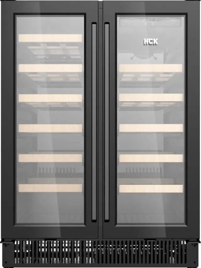 HCK Wijnkoelkast 2 zones SC-120WD - 40 Flessen - 39 dB - 4 - 22 °C 60 cm Breed 2 deurs Zwart 2 T