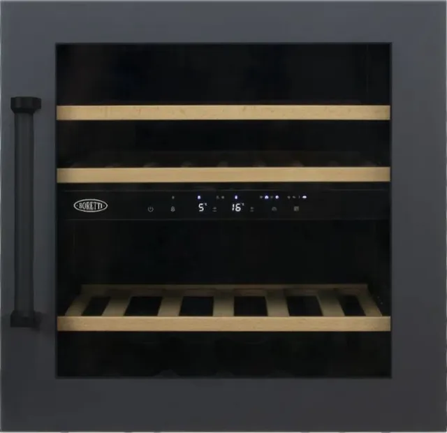 Boretti MLWC60AN Wijnklimaatkast inbouw 60cm, 2 zones, 28 flessen, AN Antraciet