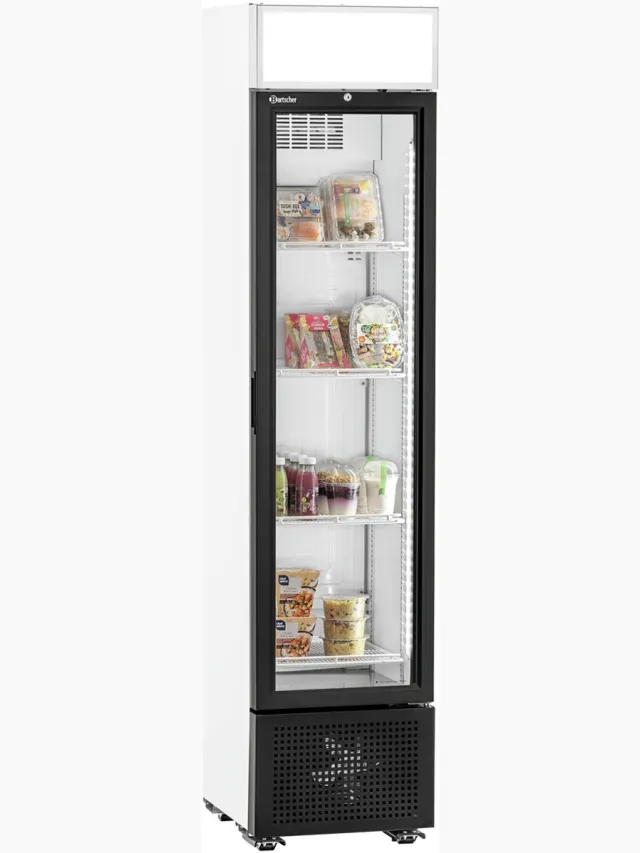 Bartscher Koelkast - Smal Model - 232L - Zwart - +1°C/+9°C - Statisch + Ventilator - Wielen - 450x530x2030mm - Horeca Koelkast Wit; Zwart
