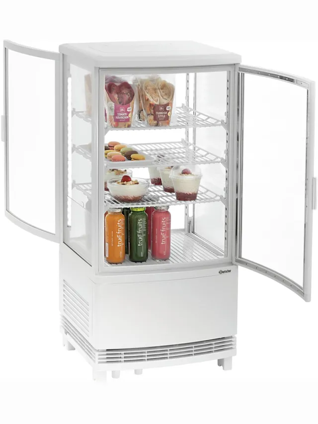 Bartscher Mini-koelvitrine - 75L - Wit - 4 Niveuas - Led - 430x430x913mm