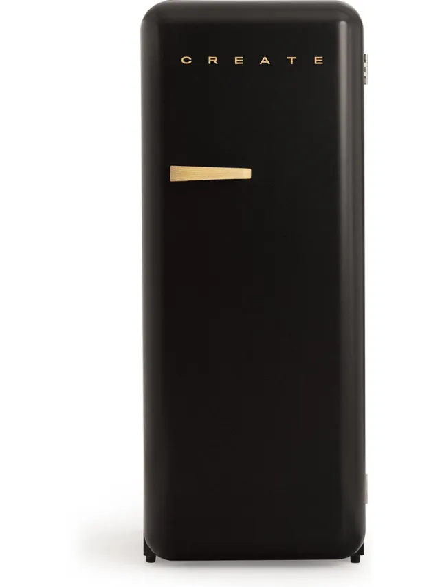 Create Koelkast in retrostijl - Zwart - Handvat Hout - FRIDGE RETRO 281L