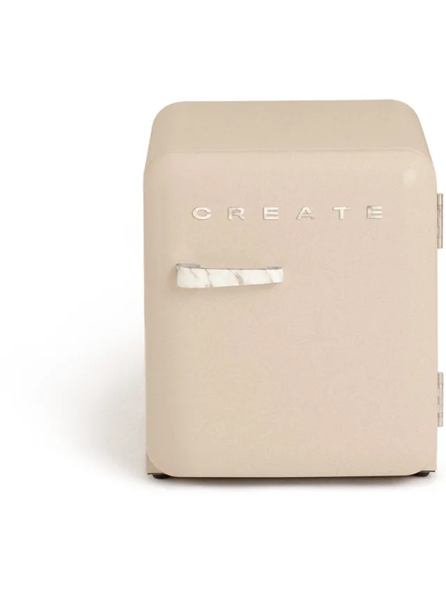 Create Koelkast in retrostijl - Zand - Handvat Marmer - FRIDGE RETRO 48L
