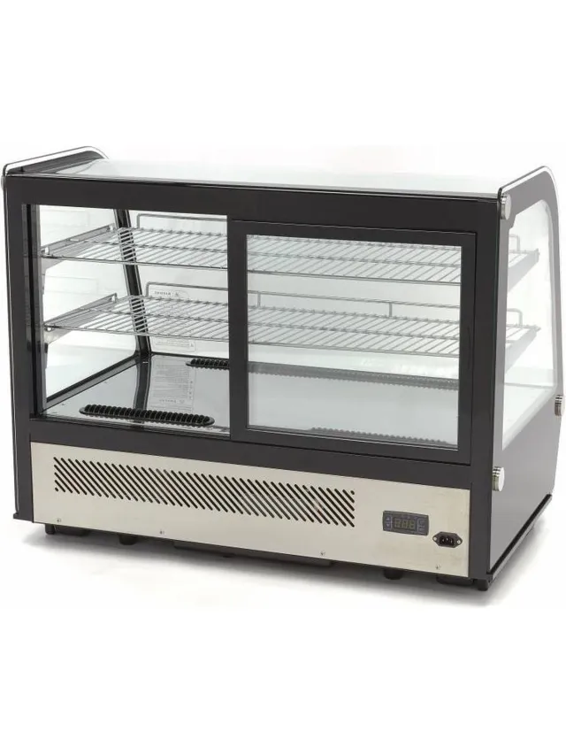 Maxima Gebaksvitrine - 160 L - 88 cm - Schuifdeuren Achter Stainless Steel