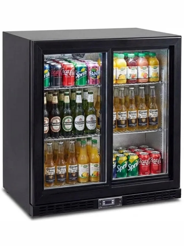 HCB Professionele Horeca Barkoelkast - Zuinige glasdeur koelkast met glazen schuifdeur - 218 liter - Koeling met glazen deur - Flessenkoelkast - Drankenkoelkast klein - Bier koelkast - 52x90x84 cm (DxBxH) - 70 kg - Frigo - 7938 Zwart - 2 Schuifdeuren