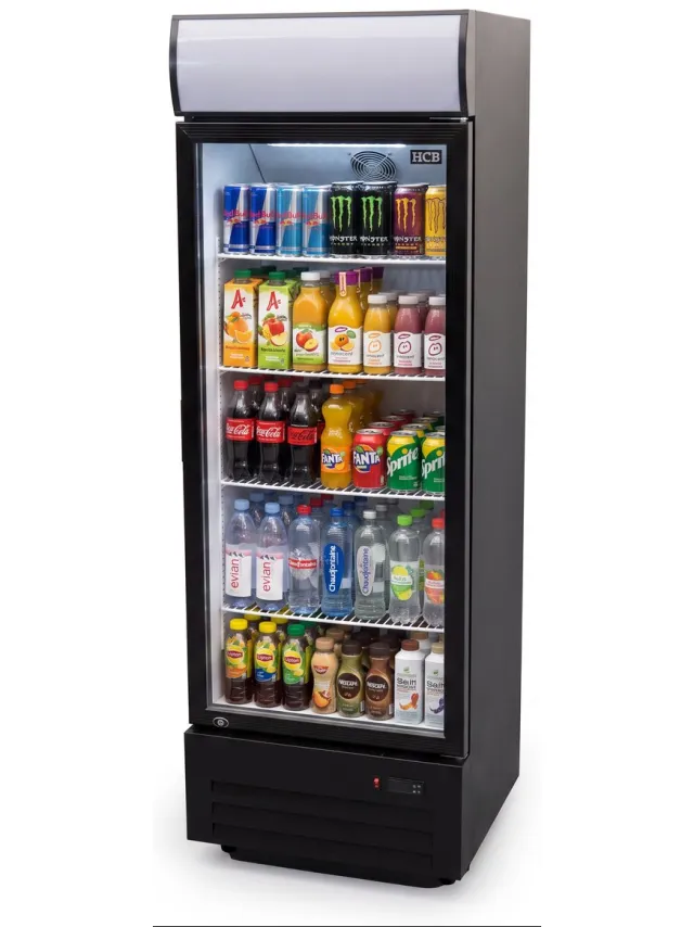 HCB Professionele Horeca Glasdeur koelkast - 289 liter - 230V - Koeling met glazen deur - Flessenkoelkast - Drankenkoelkast - 54.5x60x183 cm (DxBxH) - 65 kg - Frigo - 5509 Zwart