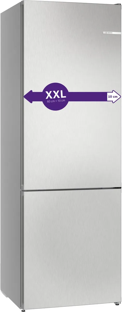 Bosch KGN492LDF - Serie 4 - Koel-vriescombinatie - Extra breed - RVS - Total No Frost nooit meer ontdooien - Zeer stil - VitaFresh XXL 0°C: houd etenswaren langer vers met extra ruime vershoudlades