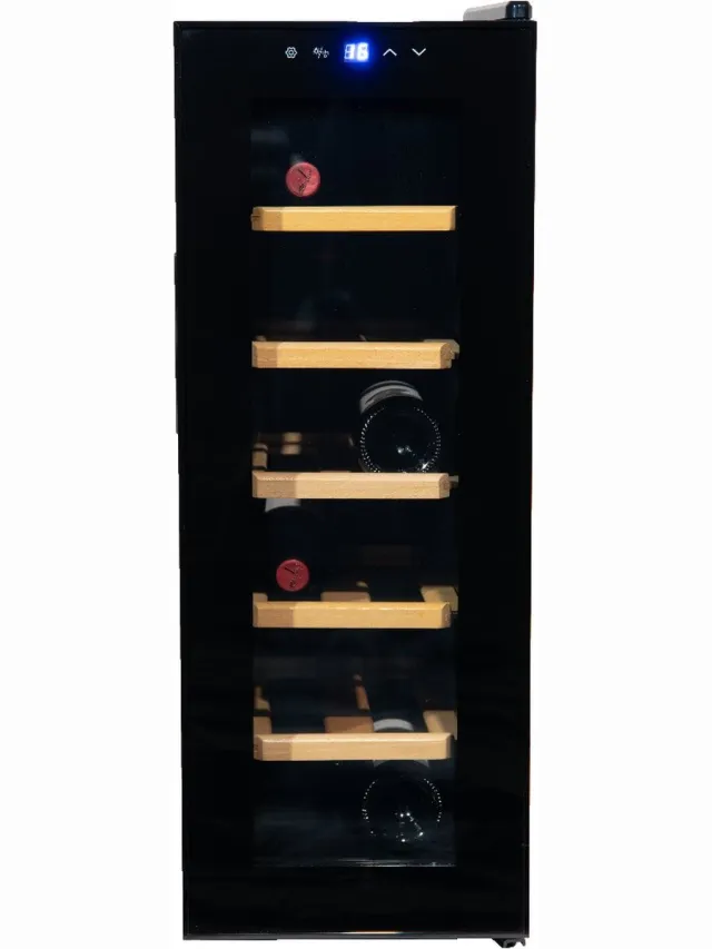 Vinata Premium Wijnkoelkast Confinale Vrijstaand - Zwart - 12 flessen - 74.2 x 27.3 x 55 cm - Glazen deur