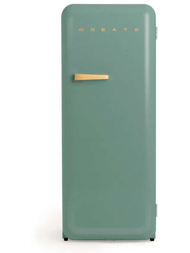 Create Koelkast in retrostijl - Sage - Handvat Hout - FRIDGE RETRO 281L