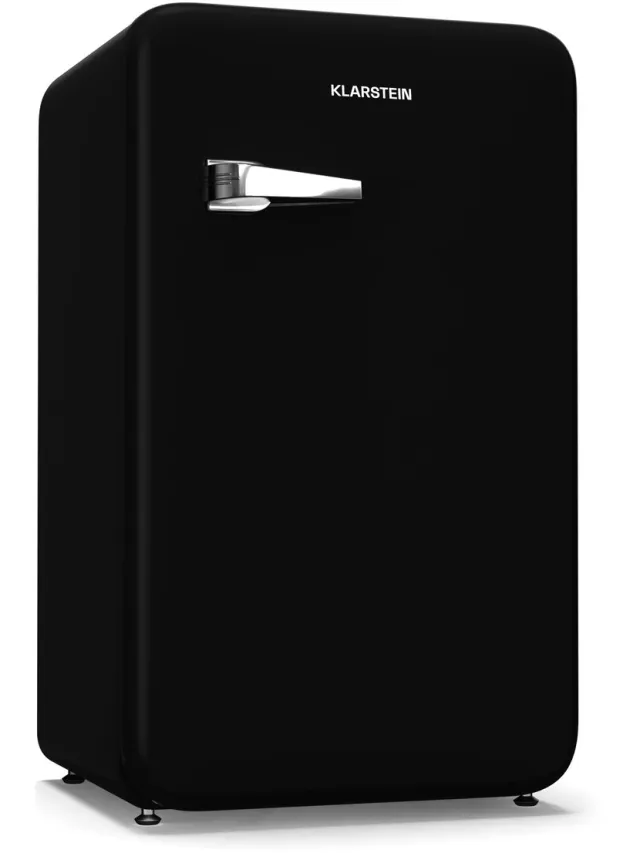 Klarstein Koelkast Audrey Evo retro, 112 liter, Koelkast zonder vriesvak, Stil 40 dB, Verstelbare Poten, Thermostaat 0–10 °C, Zwart - voor Slaapkamer - Compact Geruisloos - Mini Fridge - Compact Koelkast