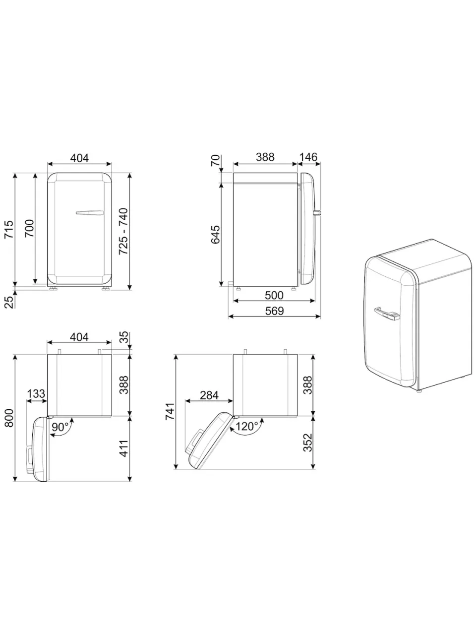 Smeg FAB5LCR6 Mini-koelkast Wit, foto 2
