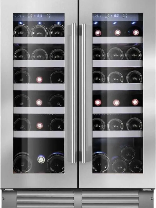 Le Chai LSB380 - 2 Temperatuurzones 5 tot 18 °C - 38 Flessen - RVS - LED verlichting - anti UV glasdeuren RVS - Zilver