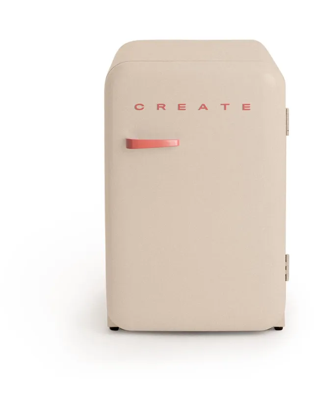 Create Koelkast in retrostijl - Zand - Handvat Terracotta - FRIDGE RETRO 107L