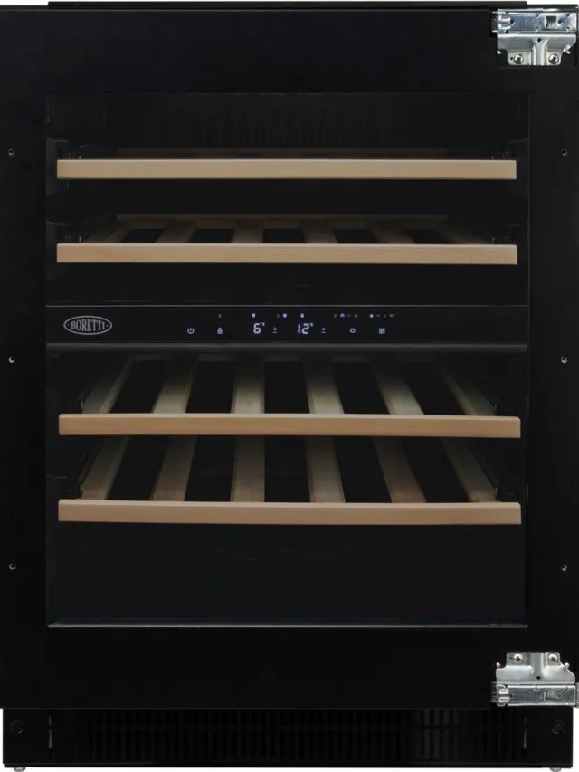 Boretti MLWC82 Wijnklimaatkast onderbouw 82cm, 2 zones, 35 flessen, Meubel paneel integratie Zwart