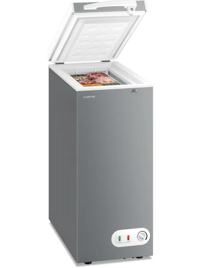 Klarstein Iceblokk diepvrieskist 51 l – 4-sterren diepvrieskist-18 °C tot -22 °C, uitneembare mand, temperatuurregeling, afsluitbaar deksel Zilver