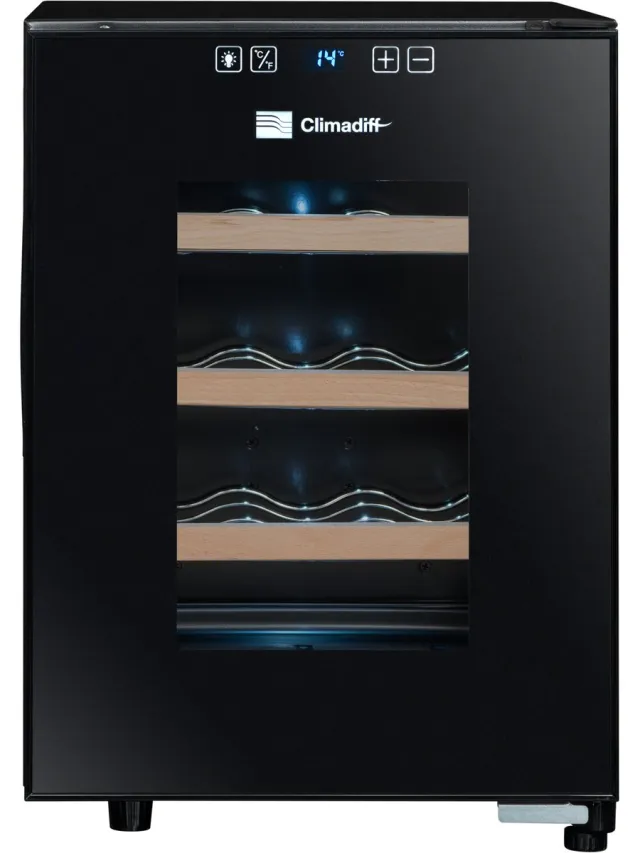 Climadiff CUVEE12 - Vrijstaande wijnkoelkast - 1 Zone - 12 flessen - geluidsniveau slechts 22dB zwart