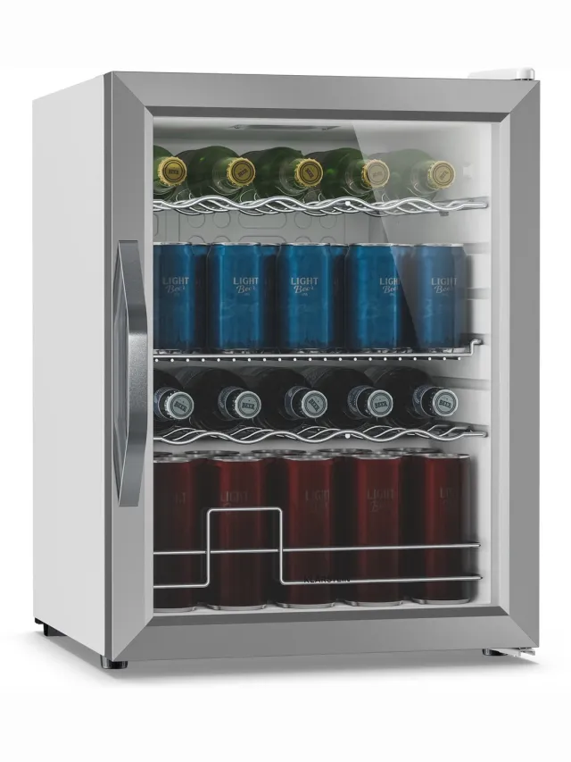 Klarstein tafelmodel koelkast met glazen deur, 60 liter Zilver