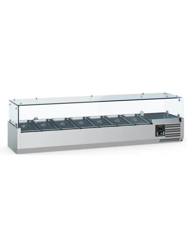 Ecofrost Opzetkoelvitrine 6x 1/3 GN - RVS - 1500mm Grijs