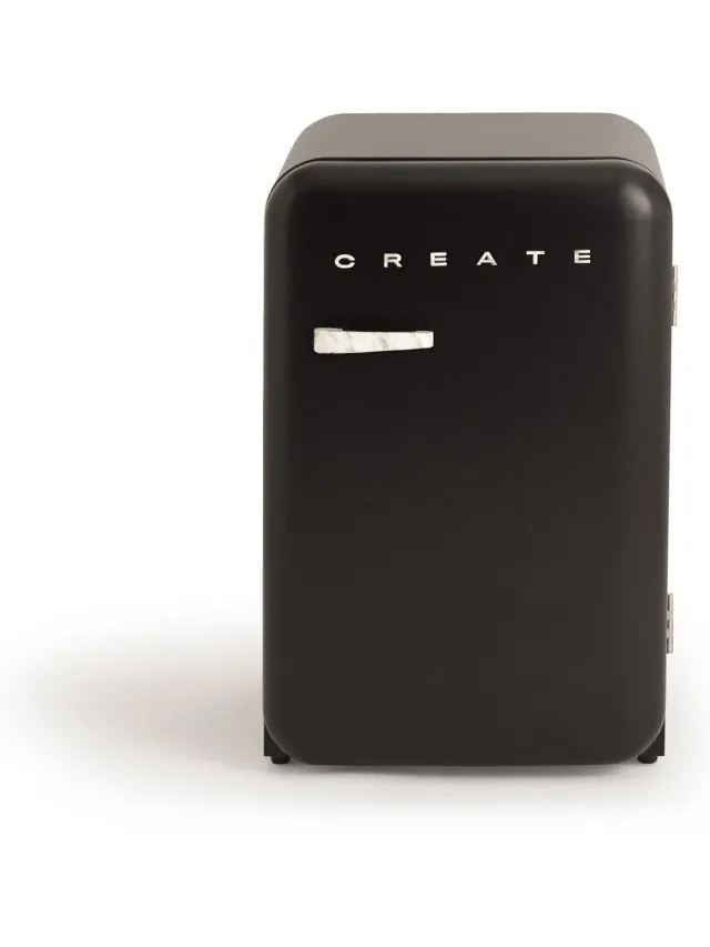 Create Koelkast in retrostijl - Zwart - Handvat Marmer - FRIDGE RETRO 107L