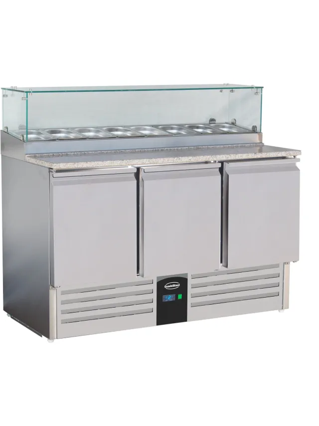 Combisteel Pizzawerkbank - 3 Deuren - RVS - Combisteel - 7450.0220 - Horeca & Professioneel Grijs