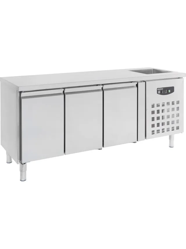 Combisteel Professionele Koelwerkbank Spoelbak | 3 Deuren | Standard Line | RVS | Combisteel | 7450.0215 | Horeca Grijs