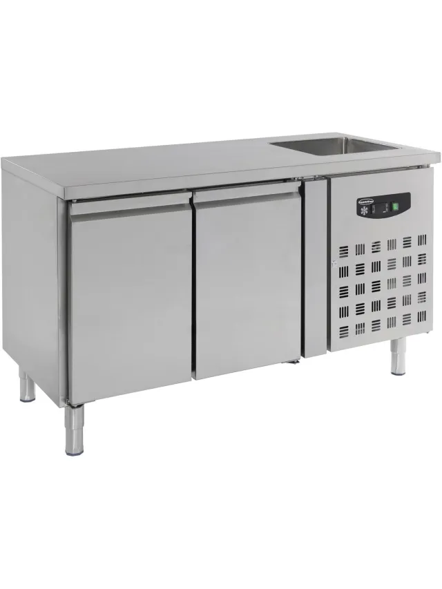 Combisteel Professionele Koelwerkbank Spoelbak | 2 Deuren | Standard Line | RVS | Combisteel | 7450.0210 | Horeca Grijs