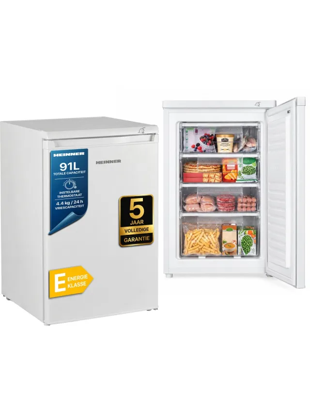 Heinner HFF-HM91E++ Tafelmodel Vrieskast – 91 L – Instelbare Mechanische Thermostaat – Omkeerbare Deur – Wit – 5 Jaar Garantie