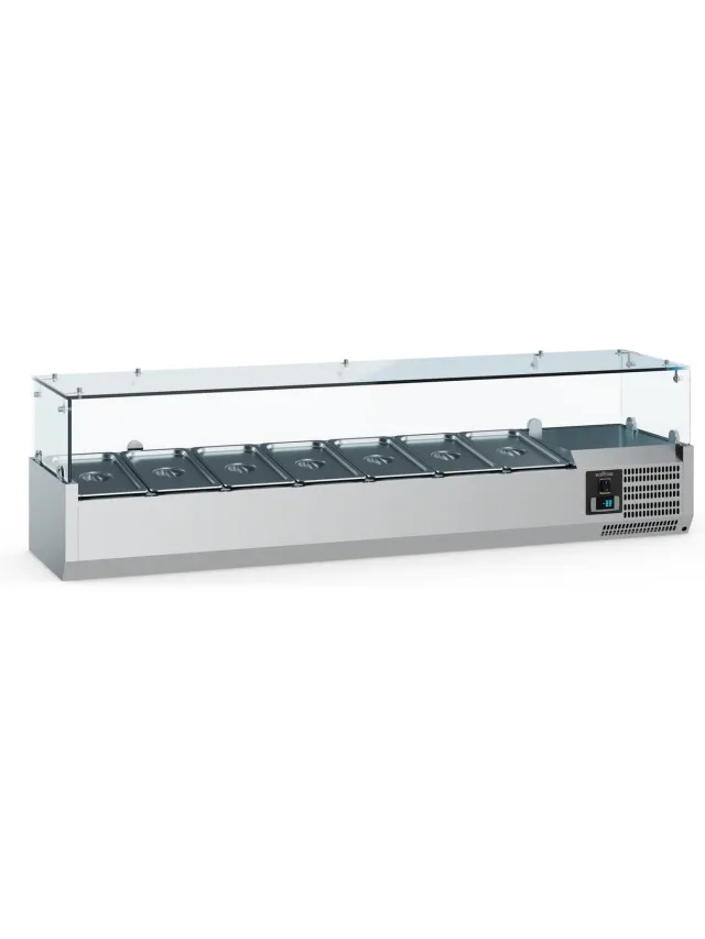 Ecofrost Opzetkoelvitrine 5x 1/4 GN - RVS - 1200mm Grijs