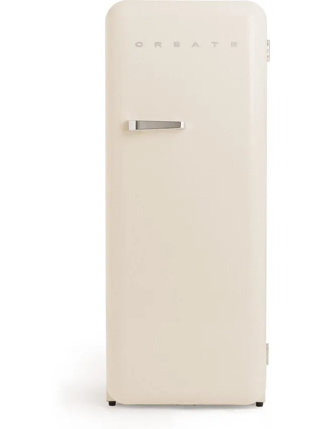 Create Koelkast in retrostijl - Gebroken wit - Handvat Zilver - FRIDGE RETRO 281L