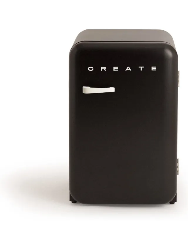 Create Koelkast in retrostijl - Zwart - Handvat Gebroken wit - FRIDGE RETRO 107L