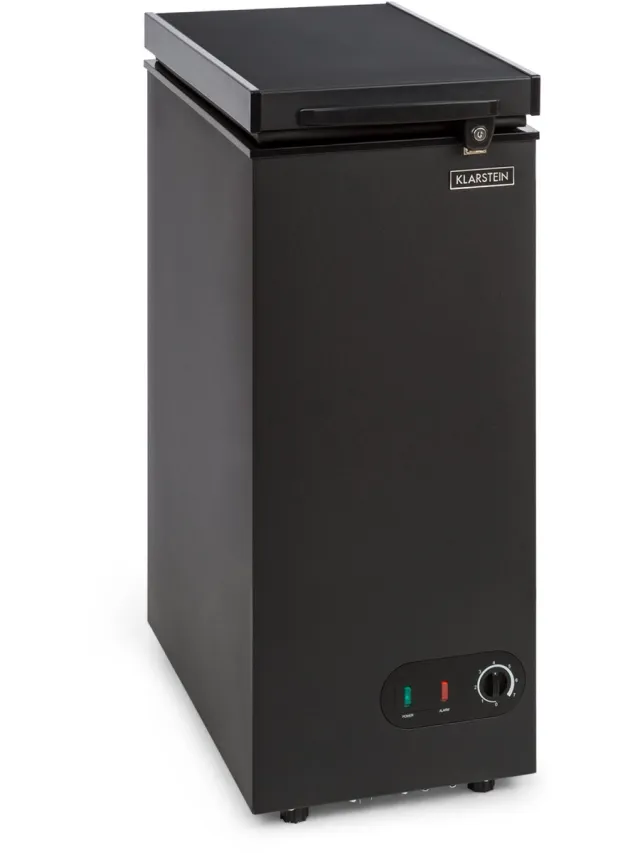 Klarstein Diepvrieskist Smalle en Smalle , Vrijstaande Kleine Diepvrieskist, 51 Liter Diepvrieskist, Kleine Diepvrieskist met Hangmand, Energiezuinige Diepvrieskisten, Compacte Diepvrieskisten - Diepvriezer - 4-Sterren - Chest Freezer Zwart
