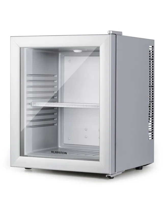 Klarstein Mini-Koelkast Brooklyn 23 Glazen Deur LED 23L - Minikoelkast Drankkoeler Hotelkoelkast - voor Hotelkamer voor Slaapkamer voor Studentenkamer - Compact - Mini Fridge - Kleine Koelkast - Compact Koelkast Zilver