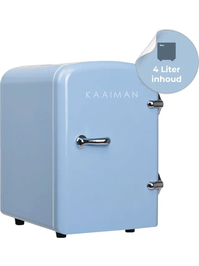 Kaaiman Mini Koelkast 4L – Mini Koelkast 12V & 220V – Cosmetische Koelkast – Warm & Koud Functie – Rechtsdraaiende Deur – Skincare Fridge – Blauw