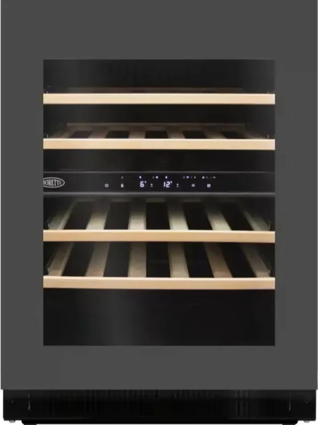 Boretti MLWC82ZGAN Wijnklimaatkast inbouw 82cm onderbouw, 2 temp.zones, Deurh. 745mm t.b.v. greepl. keukens, Antraciet glas