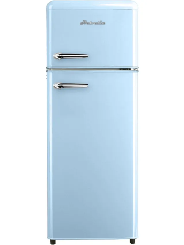 helvetia Retro Koelvriescombinatie HRDPER206ELB1 - Lichtblauw - 144 cm Hoog - 4ster Vriezer - Vintage - 206 Liter