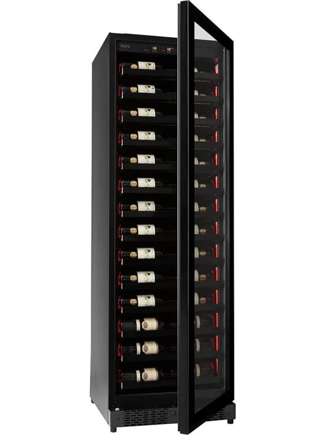 Pevino BI 96 Flessen - Wijnklimaatkast 1 temperatuurzone - Ook inbouw zwart 1T° - 96 flessen