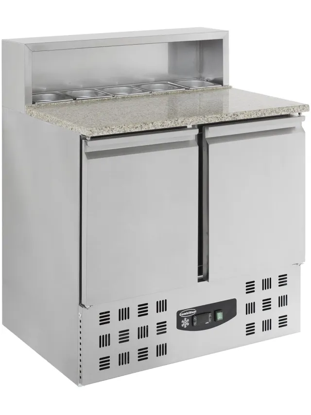 Combisteel Pizzawerkbank - 230L - 2 Deuren 1/1 GN - Boven 5x 1/6 GN - Statisch + Ventilator - 903x700x1090mm - Horeca Oven Grijs