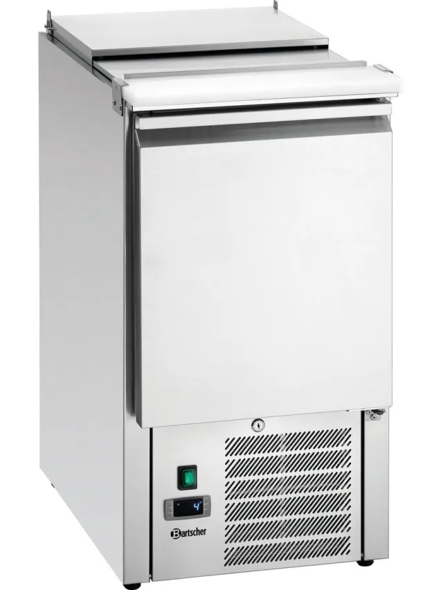 Bartscher Saladette - 140L - 1 deur - Boven 1x 1/1 GN - 0°C-10°C - Geforceerde koeling - Klapdeksel - 455x700x887mm - Horeca Oven rvs