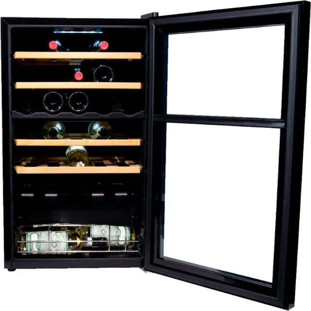 Vinata Premium Wijnkoelkast Cristallo Vrijstaand - Zwart - 33 flessen - 85 x 49.5 x 43 cm - Glazen deur