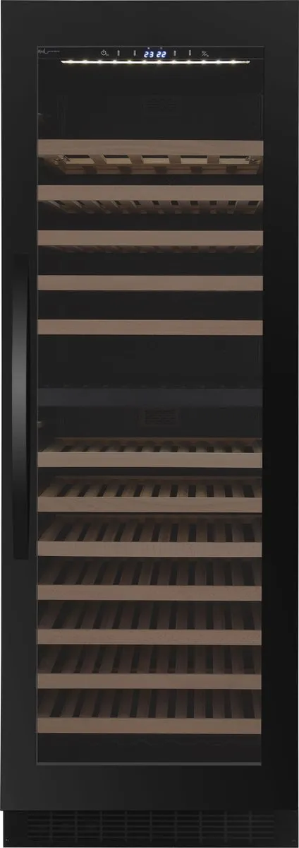 Wine Klima D167T - Wijnkoelkast - Tussenbouw - Vrijstaand - 165 flessen - 2 zones - Deur ZWART/GLAS