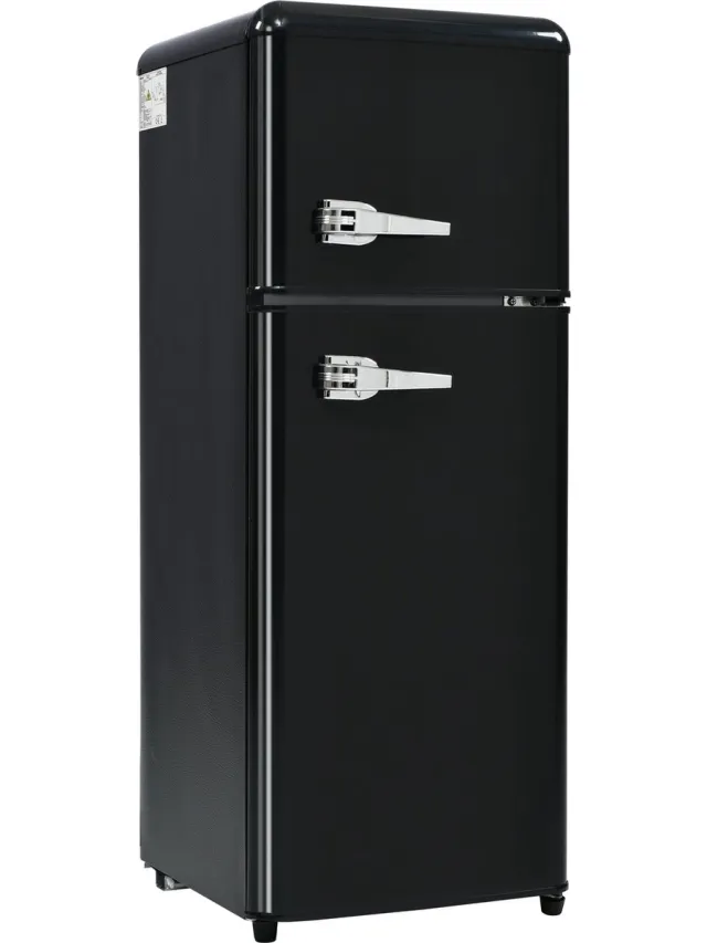 Merax Retro Mini Koelkast 92L – Koel-vriescombinatie – Zwart – Energieklasse D