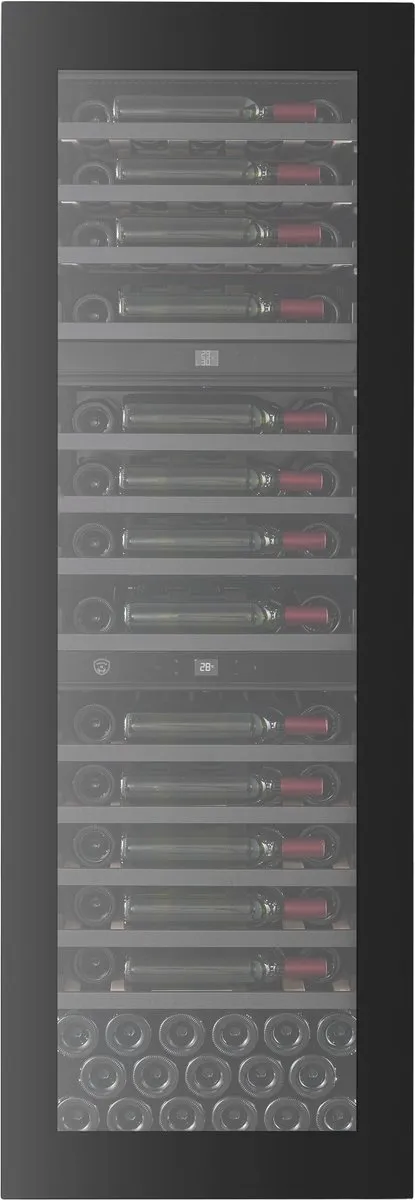 Nestor M Inbouw Wijnkoelkast NWVE395GN1 - 3 zones - 2 inverter compresseurs - PushOpen - Geventileerd - 3 kleuren LED - Koolstoffilter - 36 dB Zwart