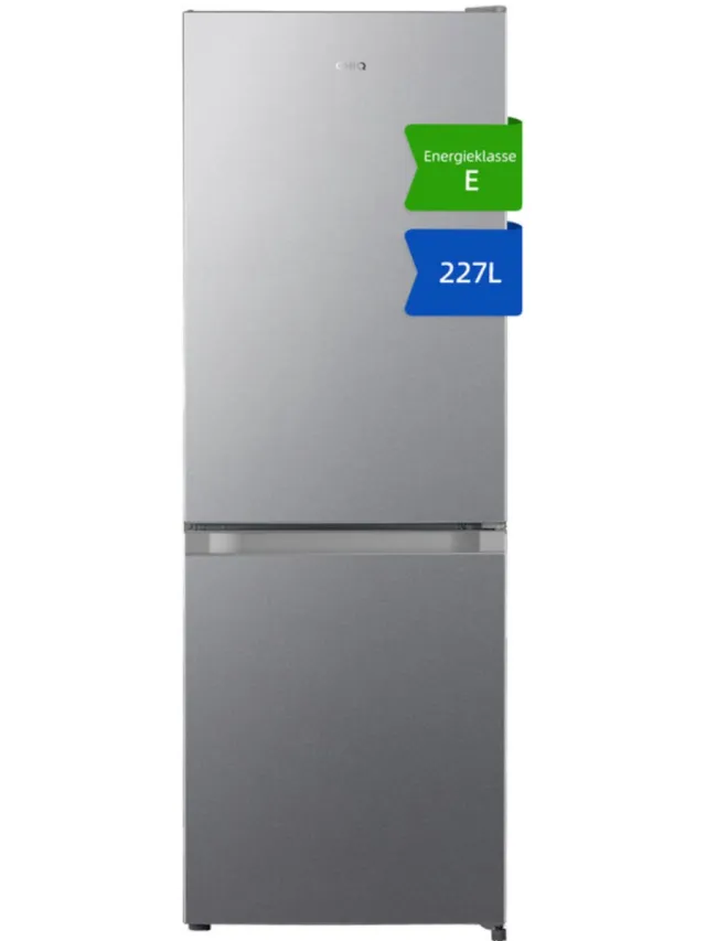 chiq JR205LSE Koel-vriescombinatie – 205L – Energieklasse E – Zilver – Vrijstaand – Compacte Koelkast met Vriesvak