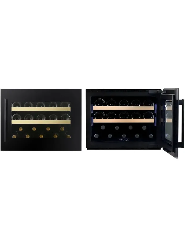 La Réserve RWXE119FN1 - Inbouw Wijnkoelkast 19 Flessen - 45 cm H - 1 Temperatuur 5-20 °C- 3 Led Kleuren - 37 dB - Geventileerd Zwart